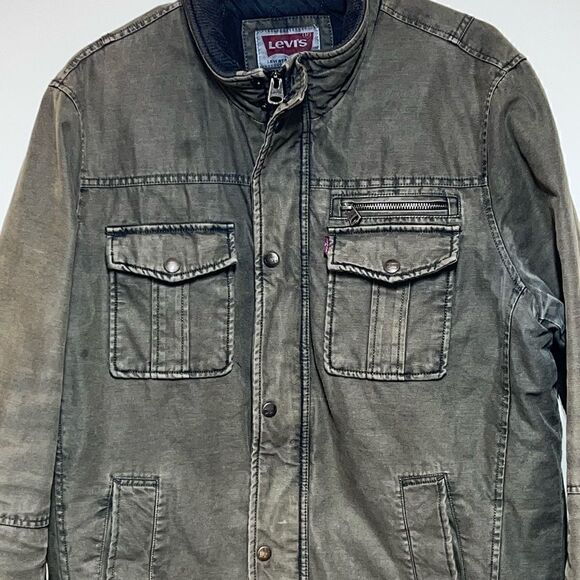 LEVIS Washed cotton Olive Utility Military Jacket Mens Sz M Host Pick - Picture 5 of 8